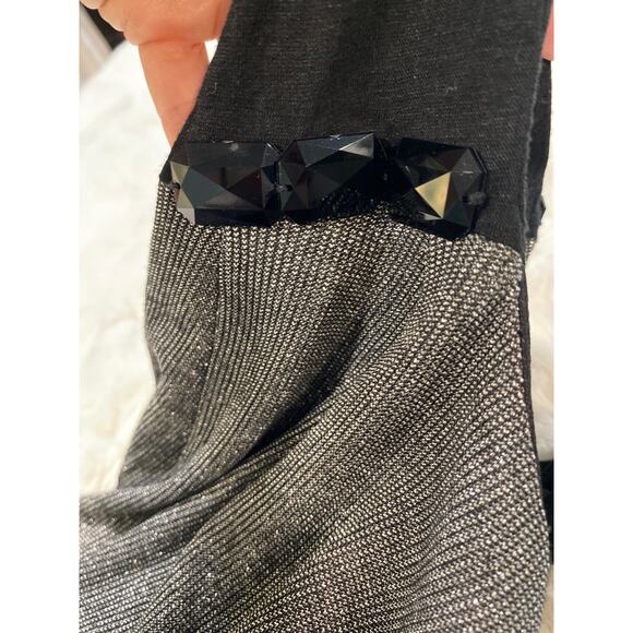 KLD Signature Women’s Medium Black Jeweled Sleeveless Silver Shift Party Dress - Picture 9 of 11